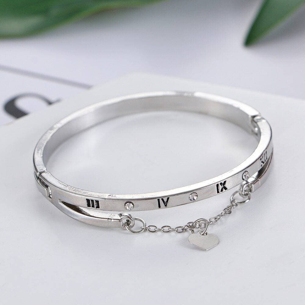Luxury Rose Gold Stainless Steel Bracelets Bangles - Silver Color