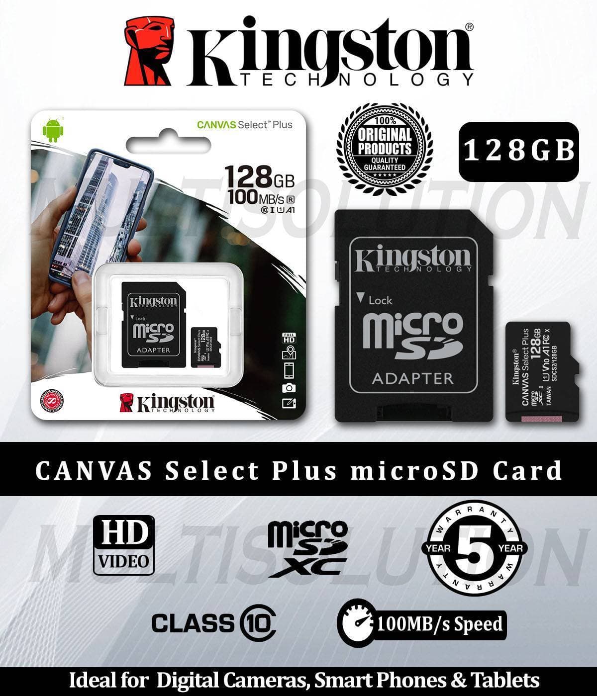 Kingston 128GB Micro Canvas Memory Card 100MB Read Speed