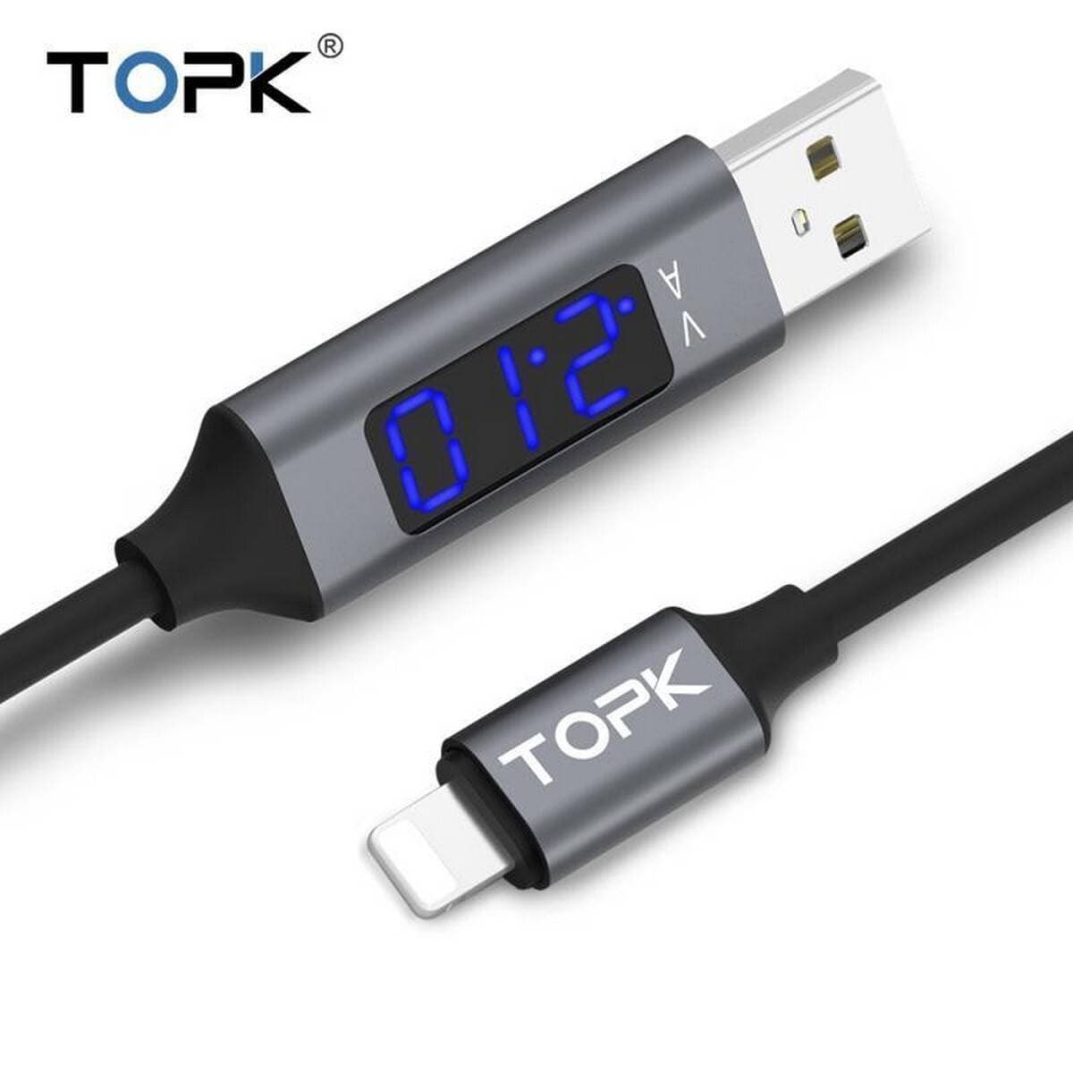 TOPK AC32 LED Display USB  Voltage & Current Display iPhone Cable