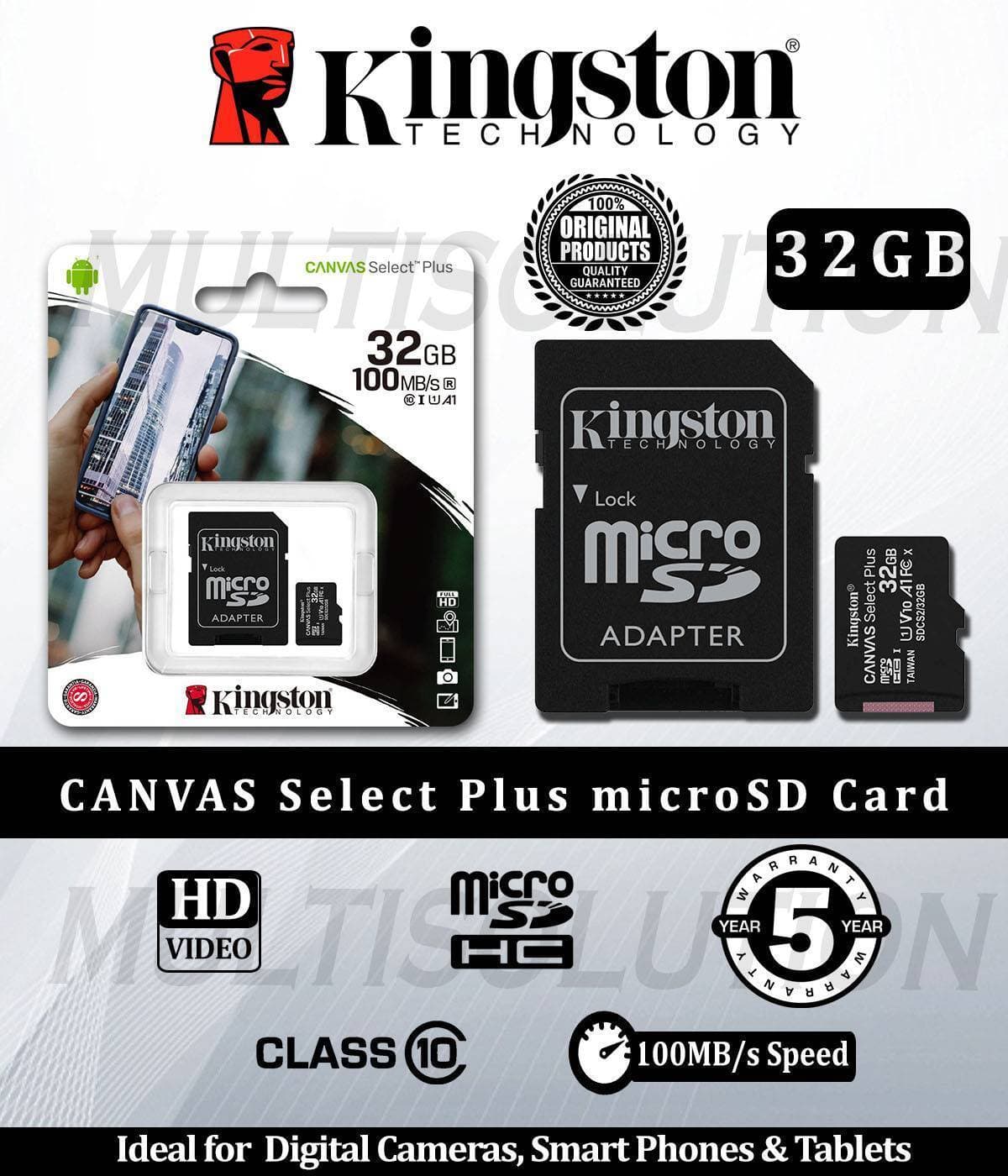 Kingston 32GB Micro Canvas Memory Card 100MB Read Speed