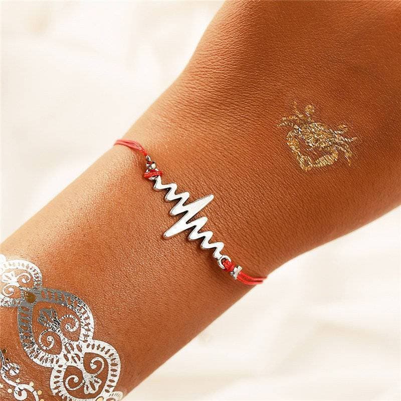 Geometric Stone Bracelet Set for Women - Heart Beat Shape