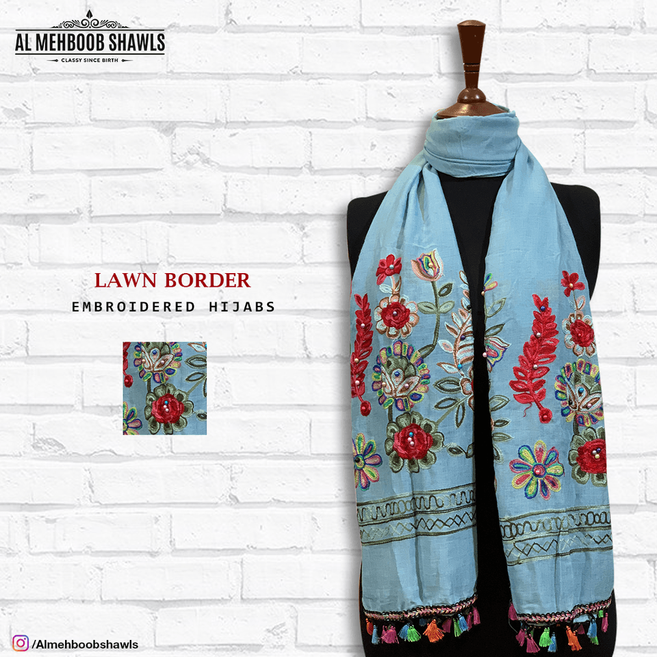 Lawn Border Embroidered Hijabs