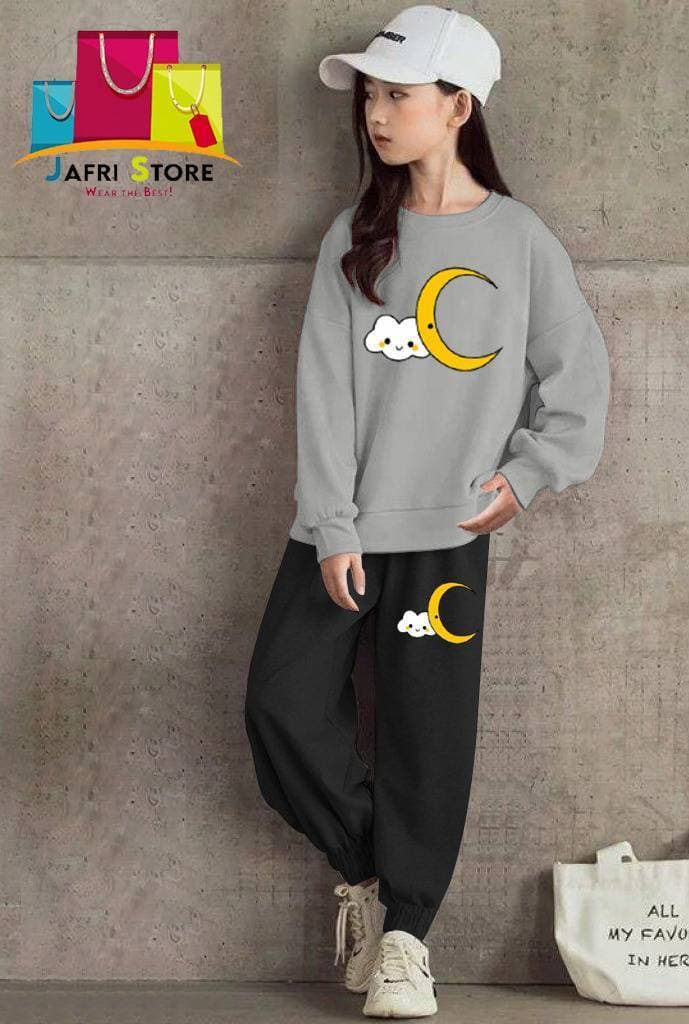Summer Collection Kids Tracksuit For Girls - 100% original product - Gray & Black
