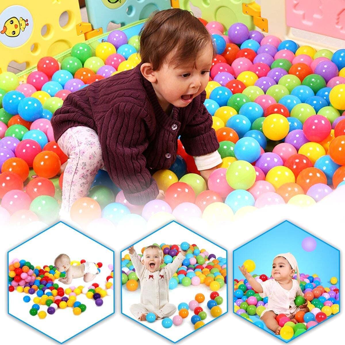 Pack of 12 / 24 / 48 Pcs - Soft Tent Balls Set for Kids and Boys Toys Plastic Ball Multicolor