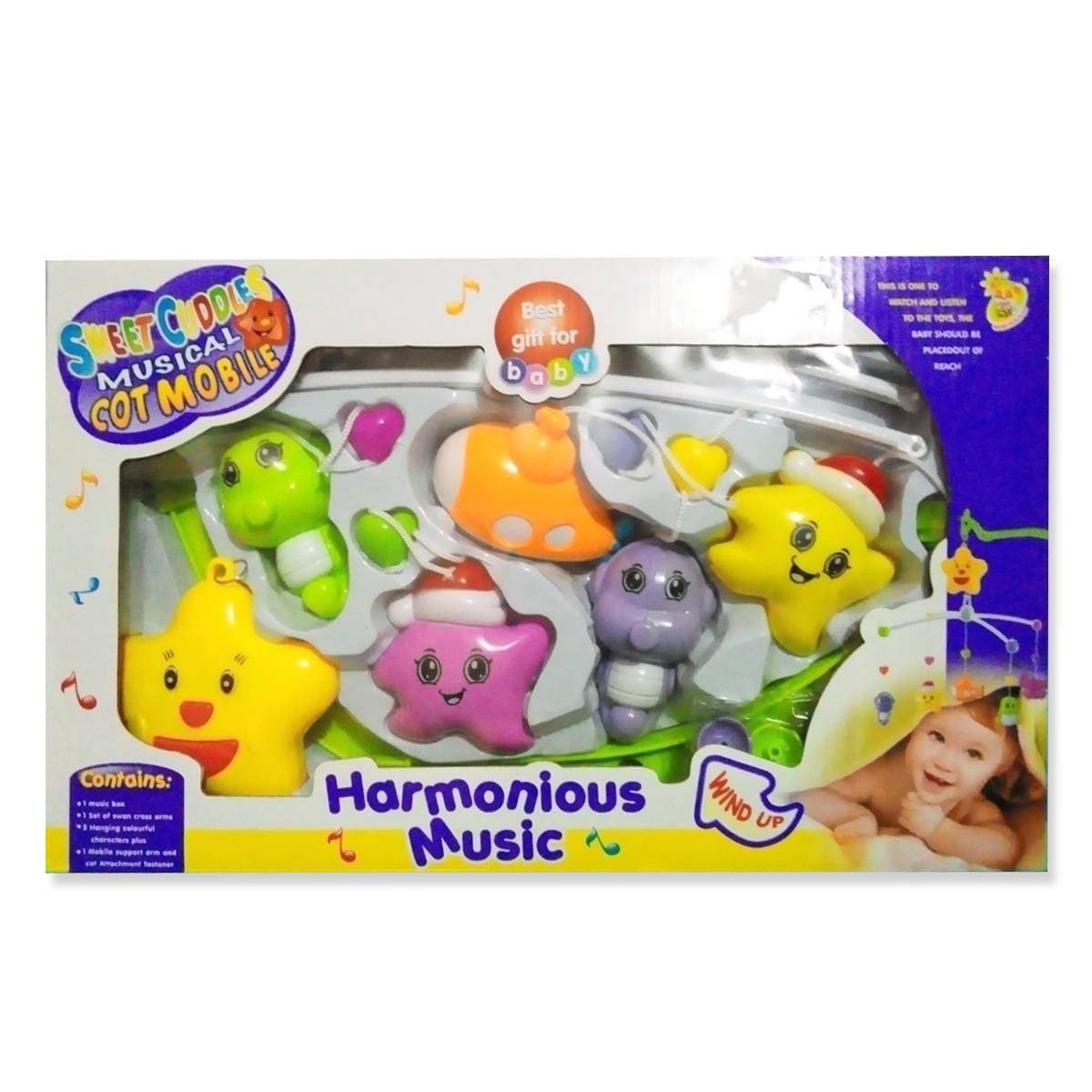 Musical Baby Cot Mobile Hanging Windup Toy - Happy Shaking Bed Bell Wind up Coat Toys