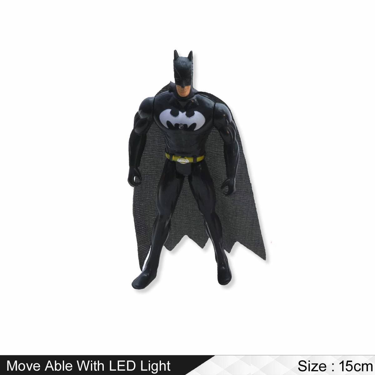 DC Superhero Action Figures Toys For Kids and Boys - Batman - Movable With Led Light - Size 15cm