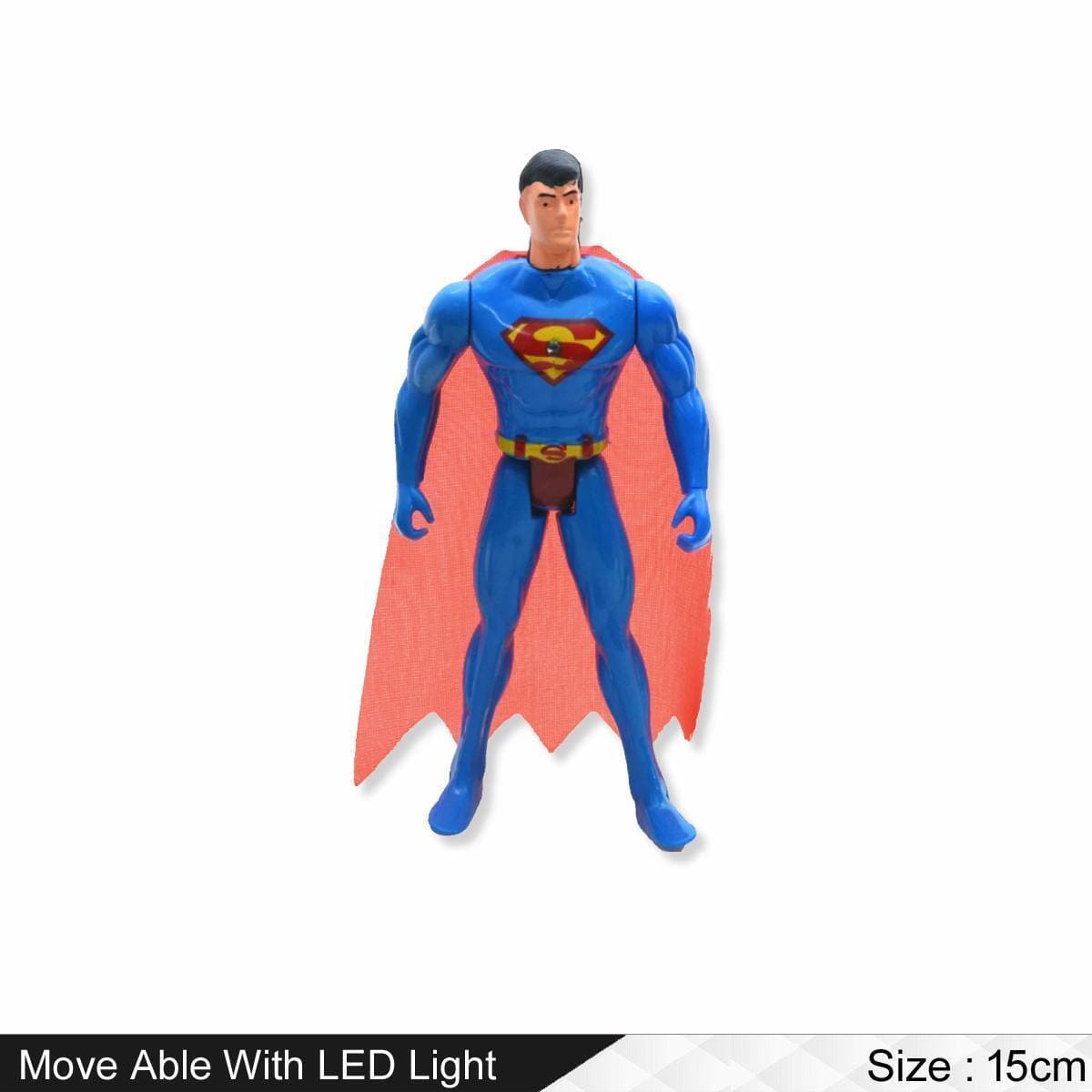 DC Superhero Action Figures Toys For Kids and Boys - Superman - Movable With Led Light - Size 15cm