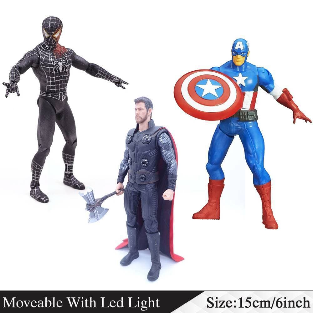 3 Pcs Set - Action Figures Toys Movable With Led Light - Size 16cm / 6 inch