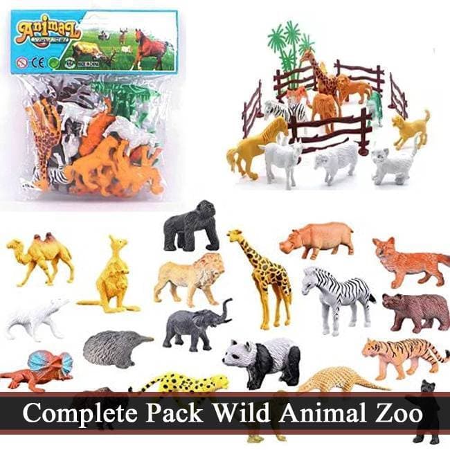 Complete Pack High Quality Rubber Wild Animal Zoo Set Toys For Kids & Boys