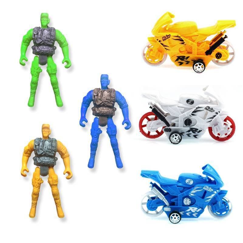 6 Pcs Set - Pull Back Motorcycle Vehicle With Rider Man Toys Motor Bike Model Toys