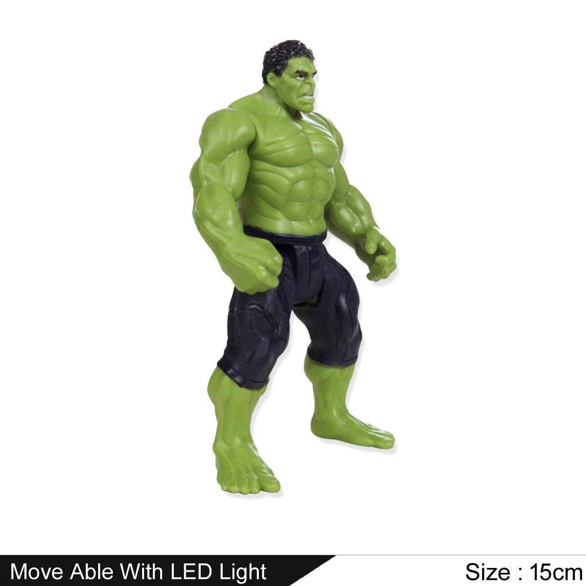 Hulk Marvel Avengers Superhero Action Figures Toys For Kids and Boys - Movable With Led Light - Size 15cm