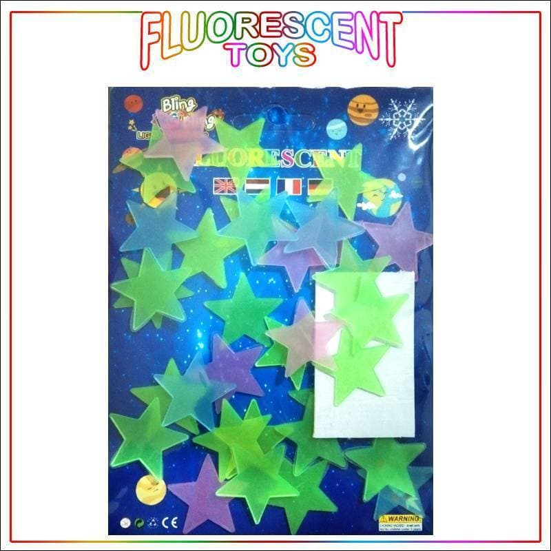 Fluorescent 3D Night Glowing Stars Shape Wall Decoration 01
