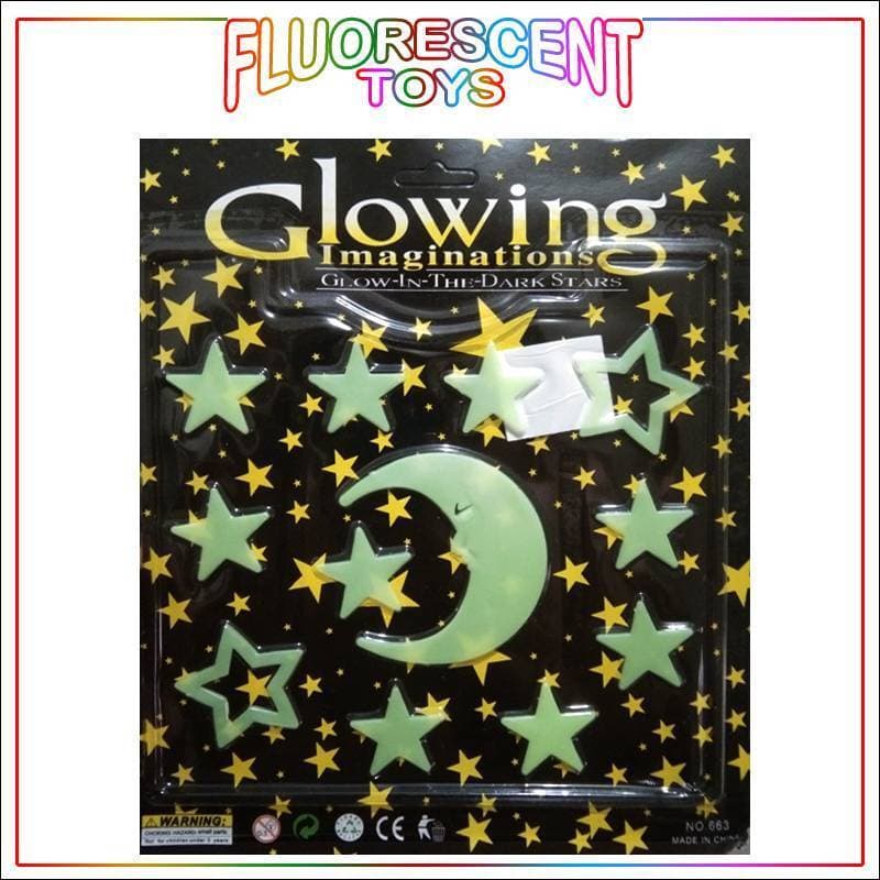 High Quality Fluorescent 3D Night Glowing Stars and Moon Shape Wall & Ceiling Decoration
