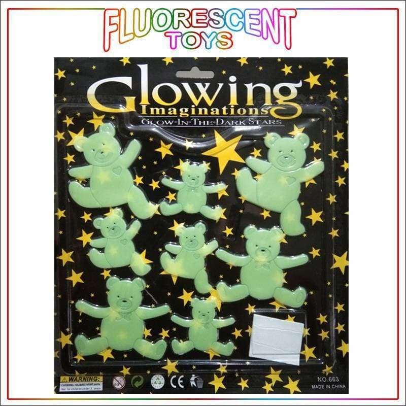Fluorescent 3D Night Glowing Teddy Bear Shape Wall & Ceiling Decoration - Good Quality