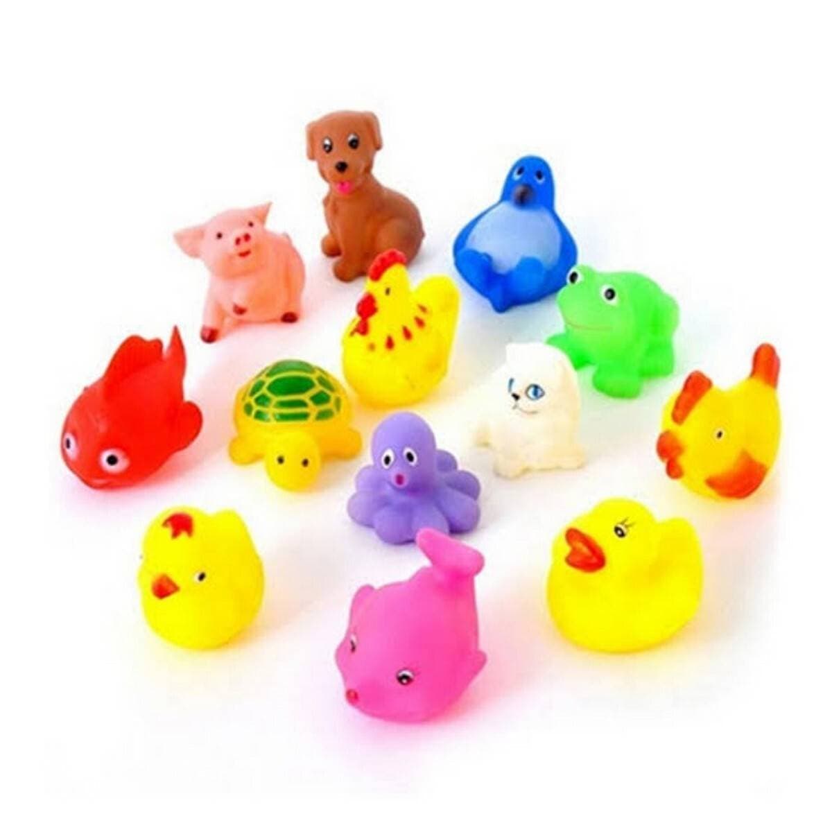 Pack of 6 Pcs - Soft Rubber Baby Bath Toys Set - Whistle Water Toy For Kids Boys and Girls