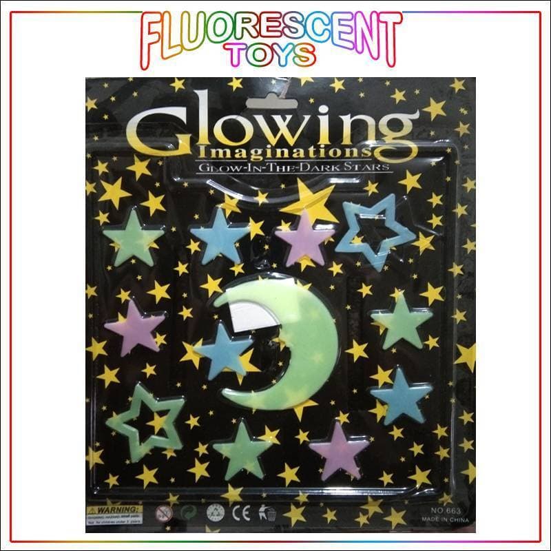 Fluorescent 3D Night Glowing Stars and Moon Shape Wall & Ceiling Decoration 01