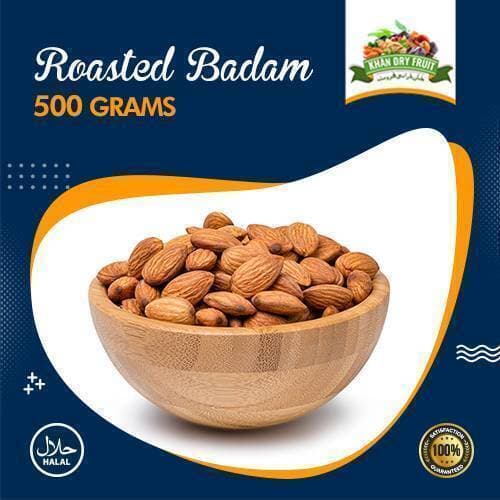 Fruiteria Roasted almonds Roasted Badaam Giri Roasted - High Quality - Fresh Stock - 500grams Pack