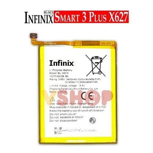 Infinix Smart 3 Plus (X627) Battery Replacement BL-34CX with 3500mAh Capacity