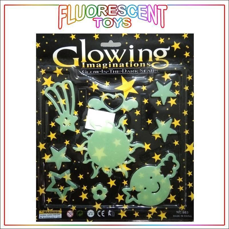 Fluorescent 3D Night Glowing Stars and Sun Shape Wall & Ceiling Decoration