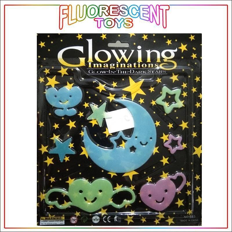 Fluorescent 3D Night Glowing Stars and Moon Shape Wall & Ceiling Decoration