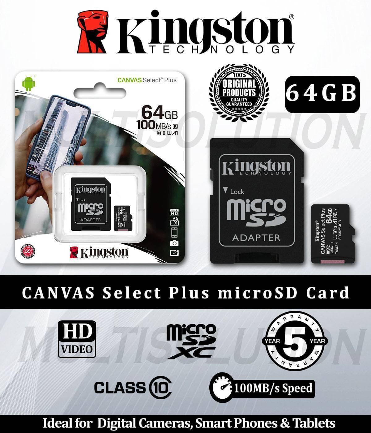 Kingston 64GB Micro Canvas Memory Card 100MB Read Speed
