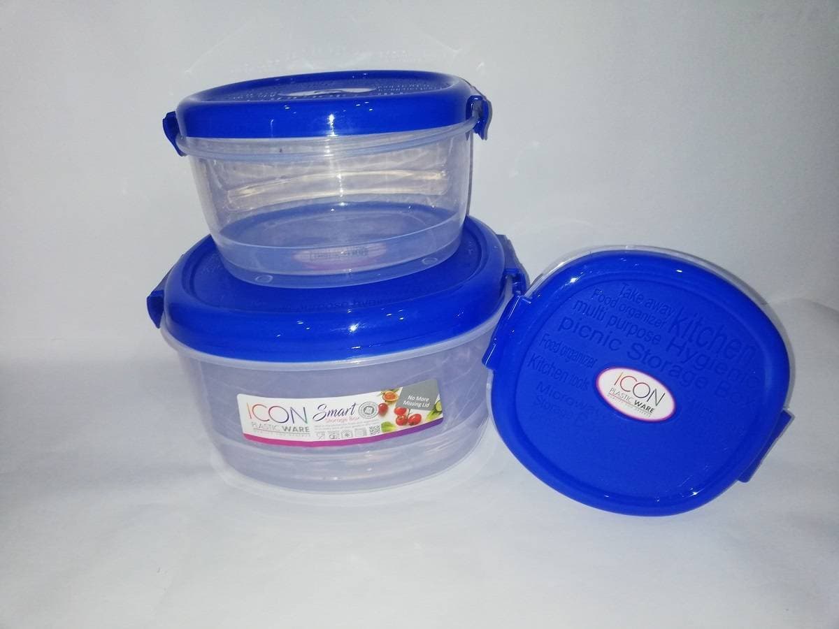Piece Transparent Plastic Box Storage Bowl set with Coloured Lock Lid Daba Dhakan