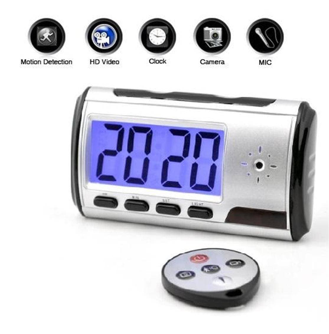 Hidden table clock camera with remote