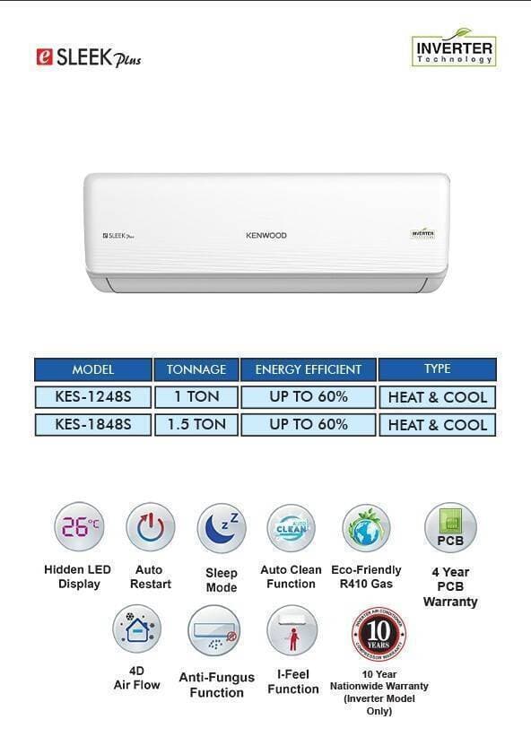 KENWOOD - eSLEEK Plus - Inverter 1848s - 1.5 TON