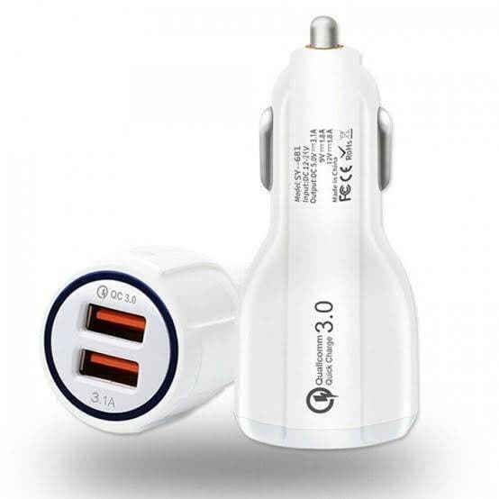 Dual-Port Car Charger - White