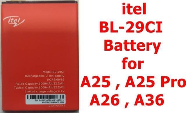 Itel BL-29CI Battery For Itel A26 , A25 , A25 Pro , A36 - 3020mAh