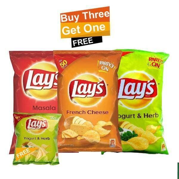 Three packs of Lays and Get FREE One Lays