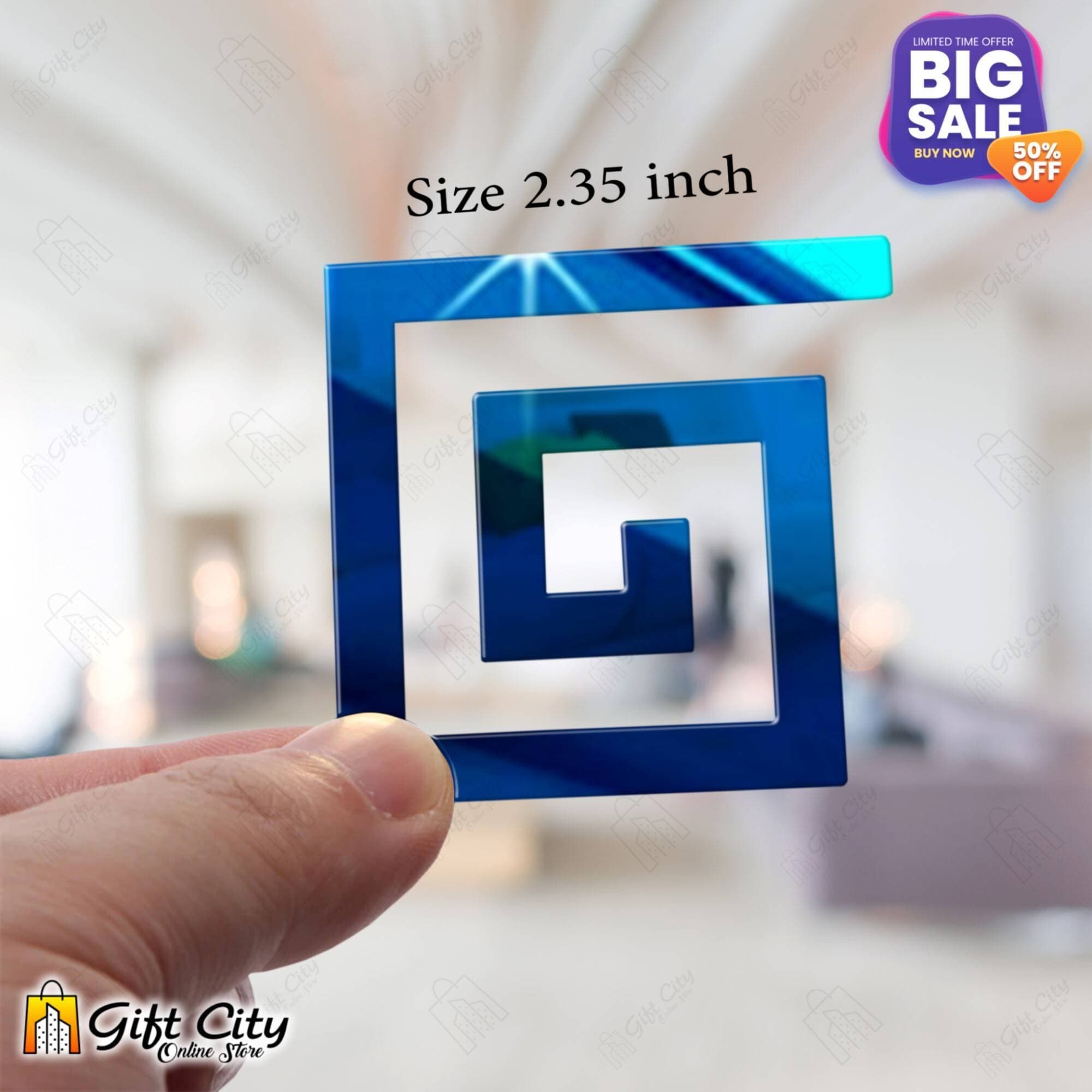 Blue Mirror Tile Sticker Acrylic Border pack of 10 Pcs 60*60m
