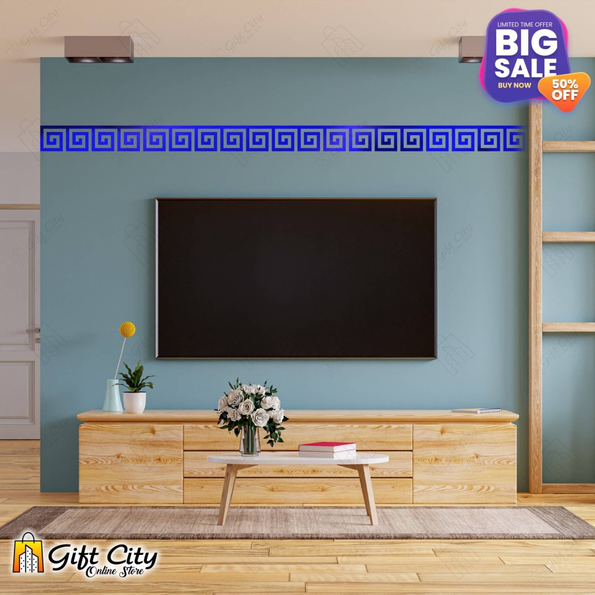 Blue Mirror Tile Sticker Acrylic Border pack of 40 Pcs 60*60mm