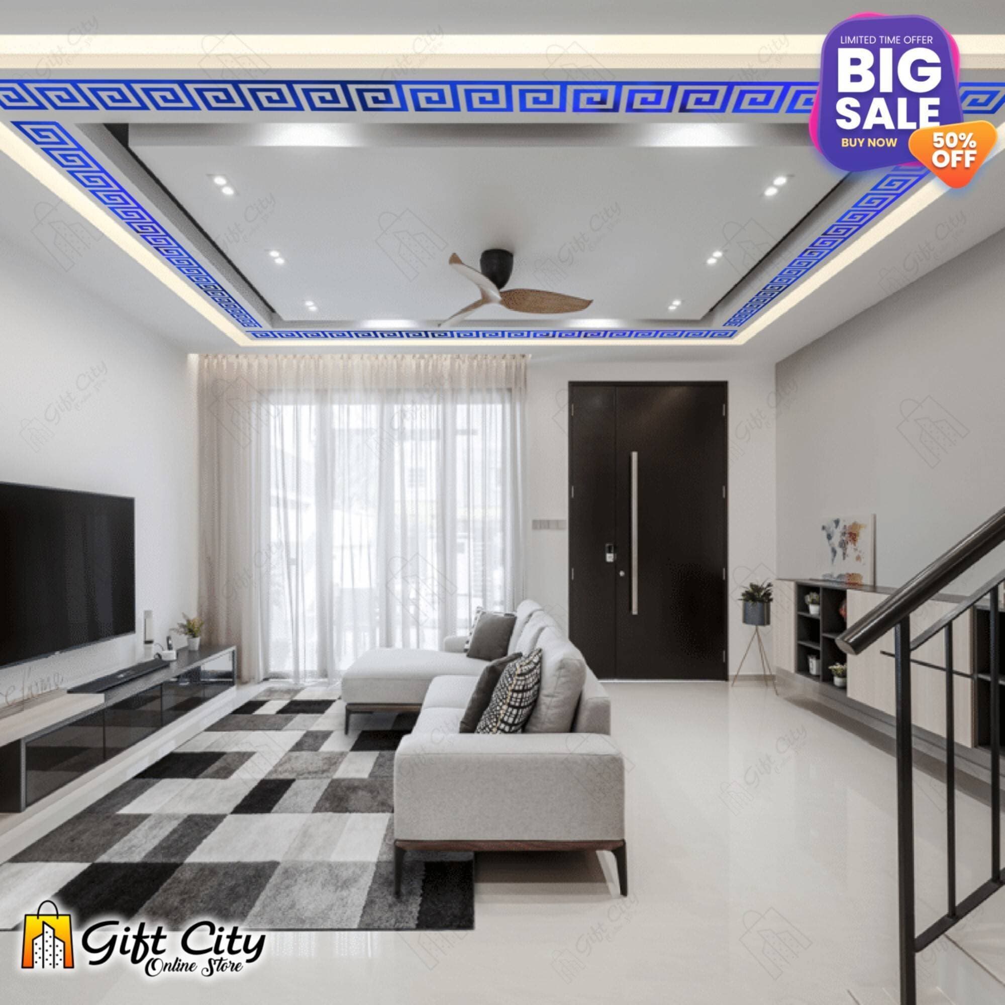 Blue Mirror Tile Sticker Acrylic Border 80 Pcs 60*60mm
