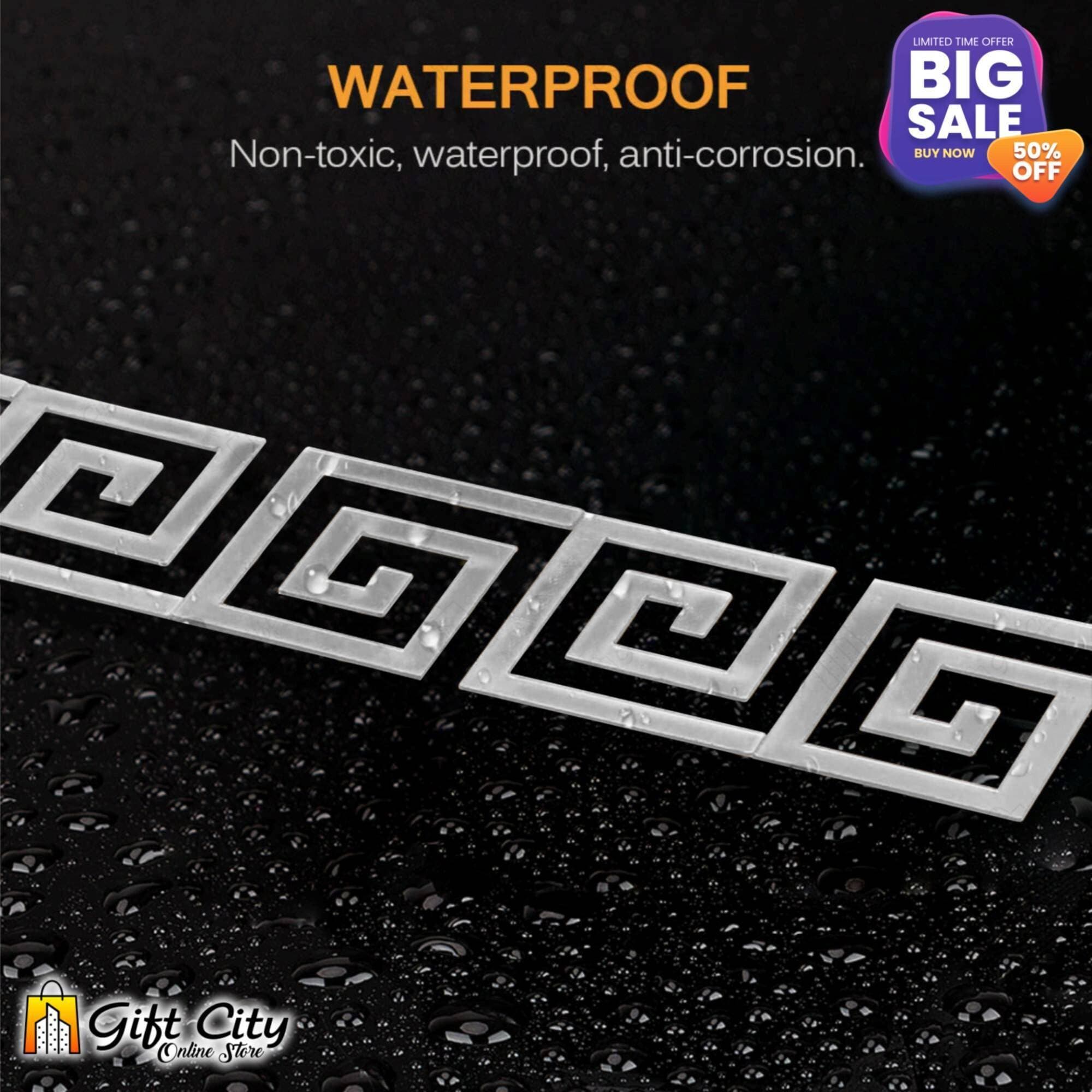 Self Adhesive Building Border Acrylic Silver Mirror Sticker Wall Art pack of 5 Pcs 60*60mm