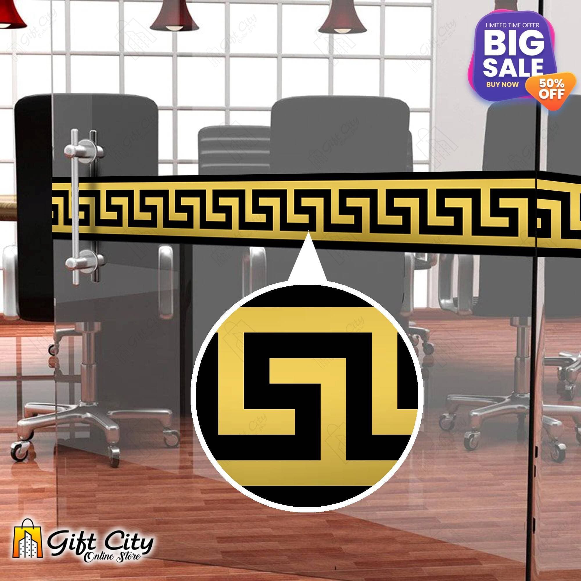 Golden Tile Border Stickers Pack of 5 Pcs. 24x7 cm Black and Gold