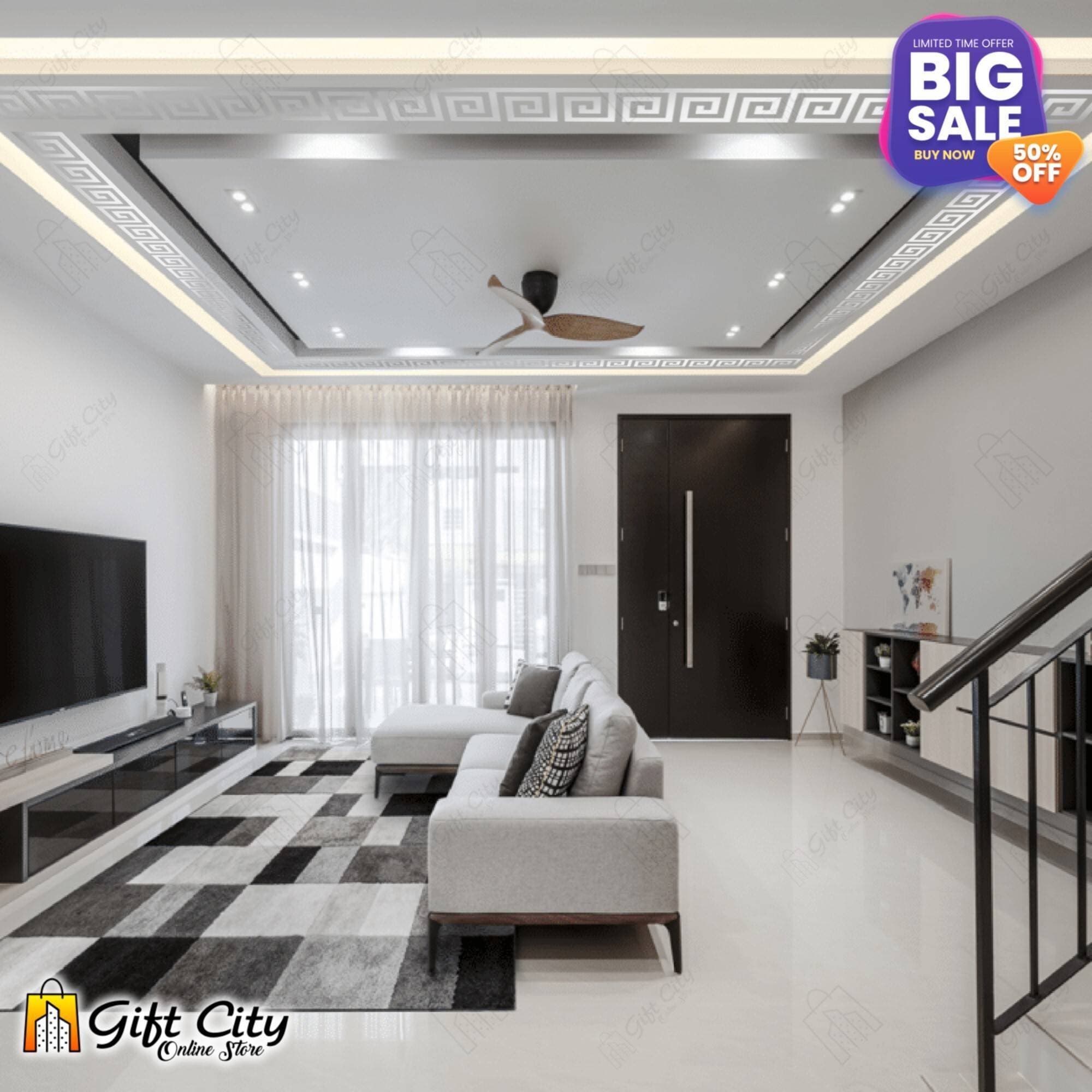 Self Adhesive Building Border Acrylic Silver Mirror Sticker Wall Art pack of  80 Pcs 60*60m