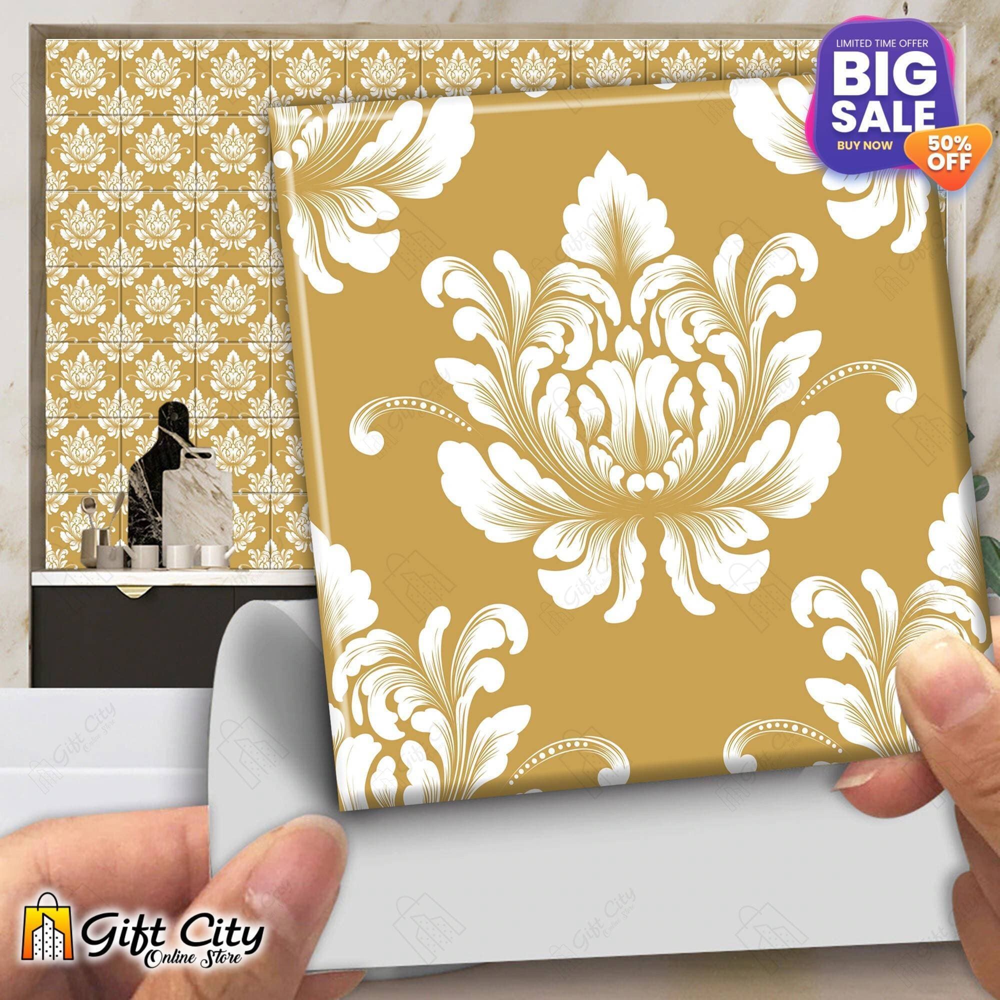 Golden Tile Stickers Pack of 6 Pcs. 12x12 cm