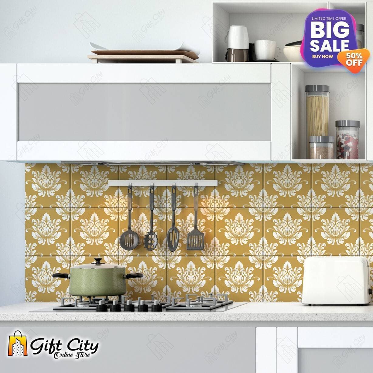 Golden Tile Stickers Pack of 102 Pcs. 12x12 cm