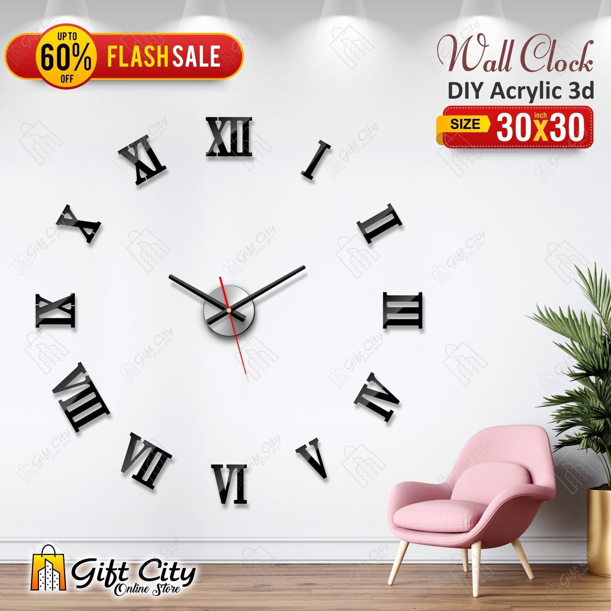 Acrylic Roman Letters Wall Clock - GCOS18