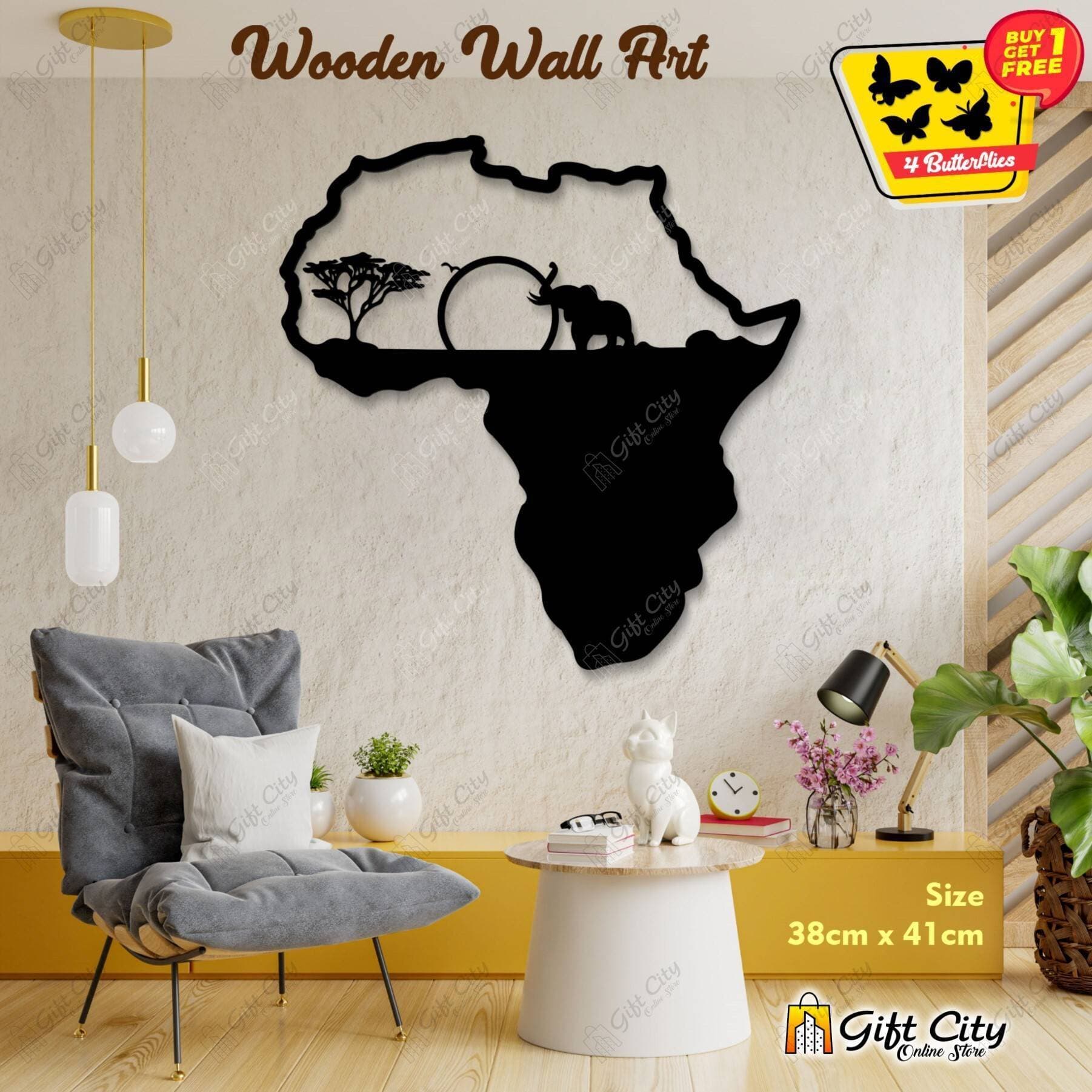 Free 4 Butterflies Jungle Map Decorative Wooden Wall Panels