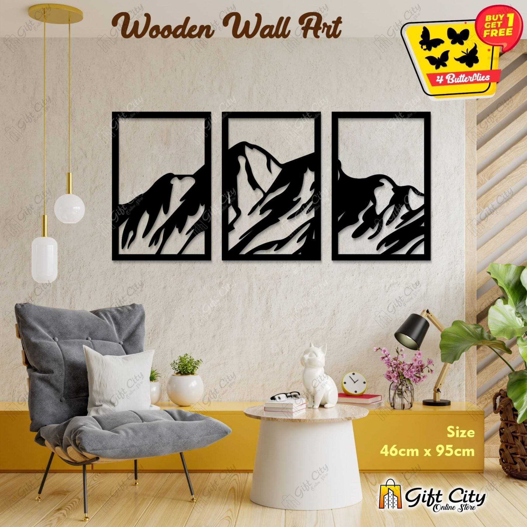 Free 4 Butterflies 3 Trio of Decorative Wooden Wall Panels