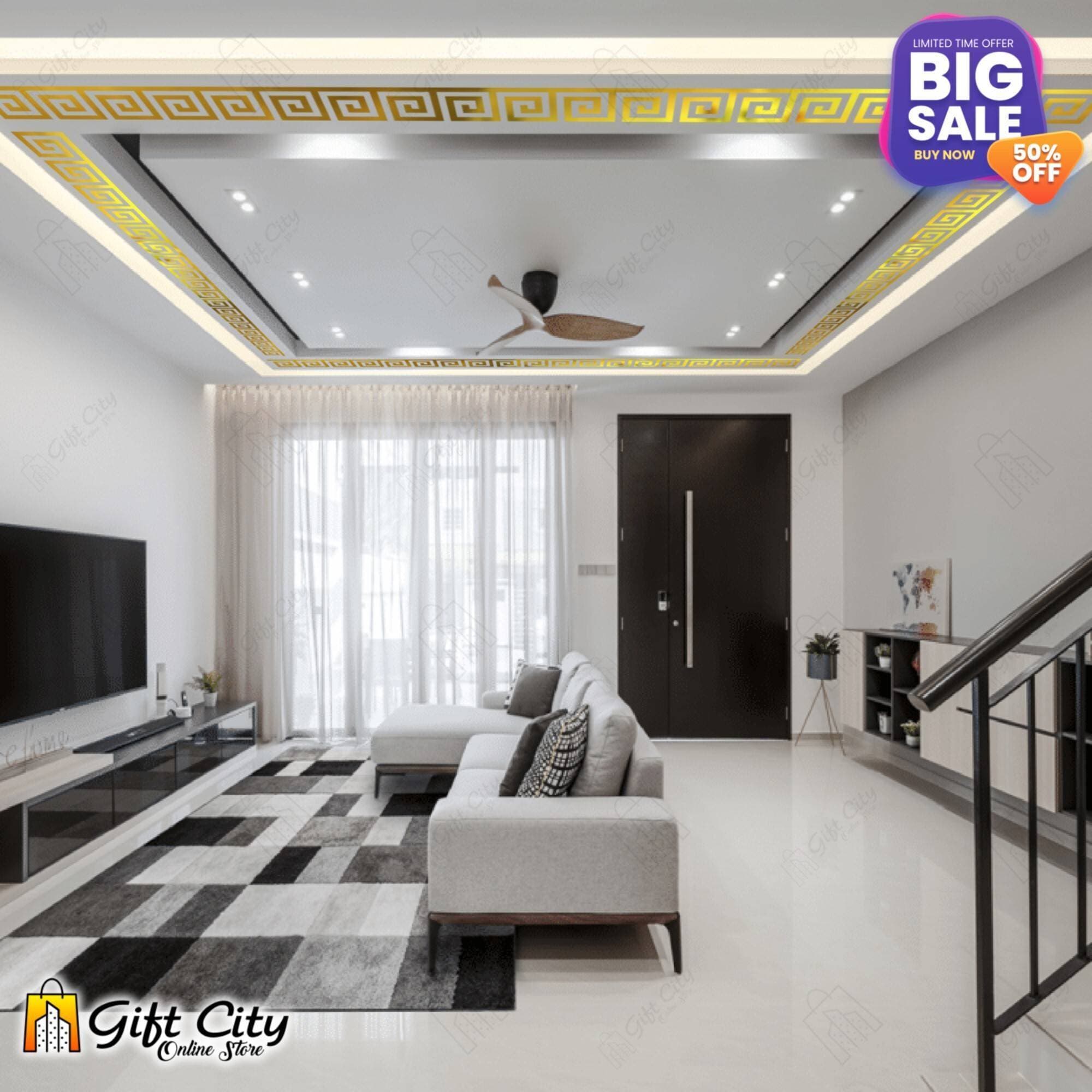 Self Adhesive Building Border Acrylic Golden Mirror Sticker 80 Pcs 60*60mm
