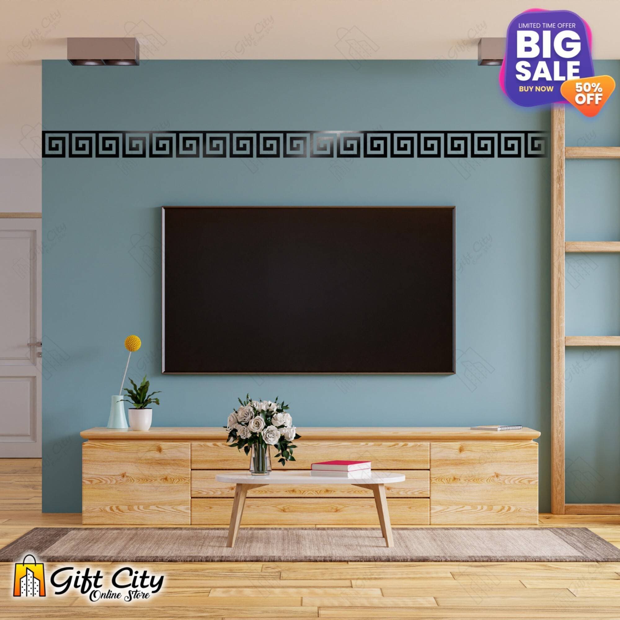 Black Mirror Tile Sticker Acrylic Border Self Adhesive Building Wall Art 40 Pcs 60*60mm