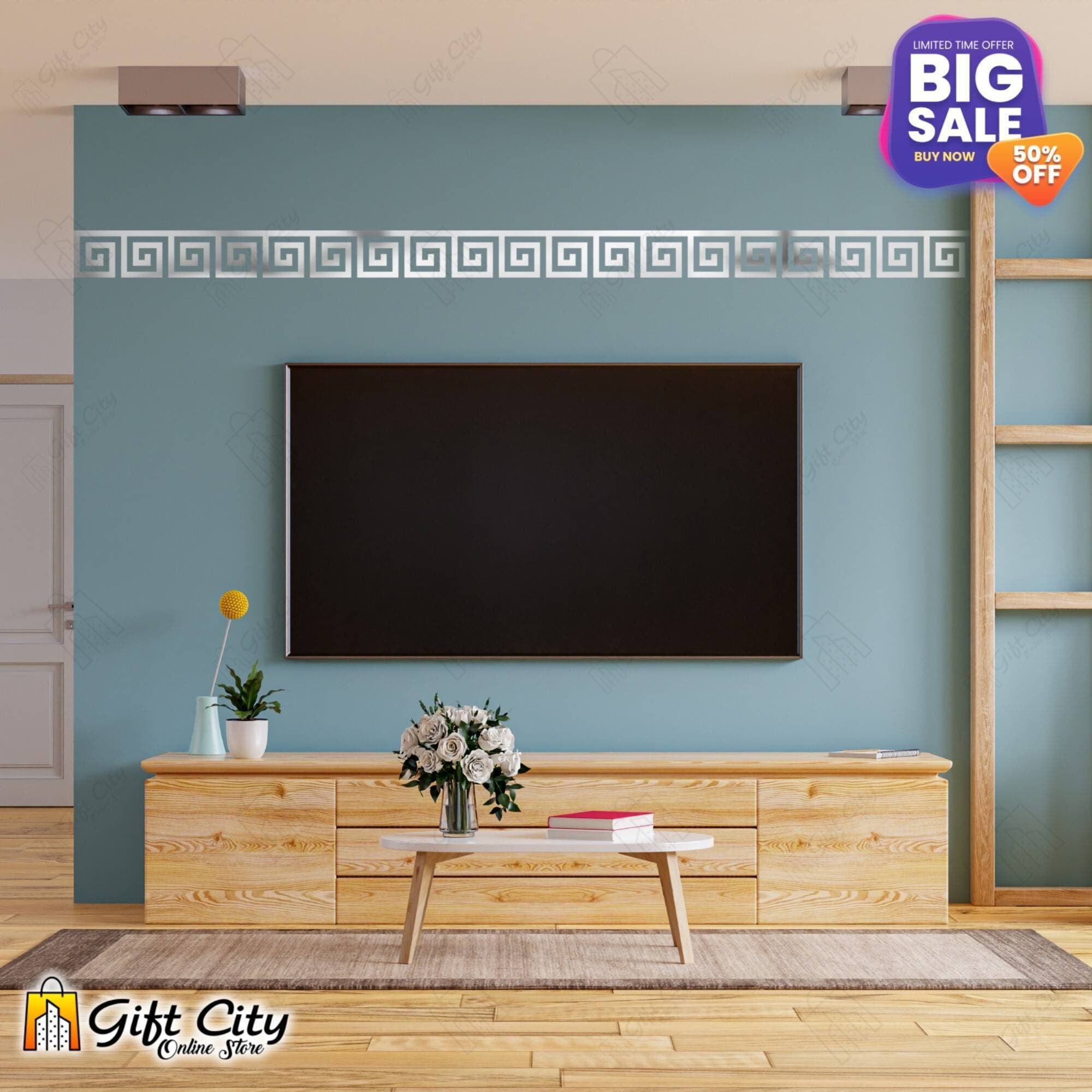 Self Adhesive Building Border Acrylic Silver Mirror Sticker Wall Art 40 Pcs 60*60mm