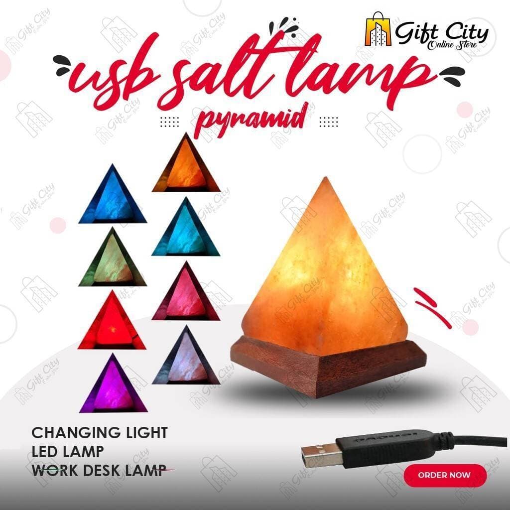 Pyramid 7 Color Changing USB Himalayan Salt Lamp for Home Decoration