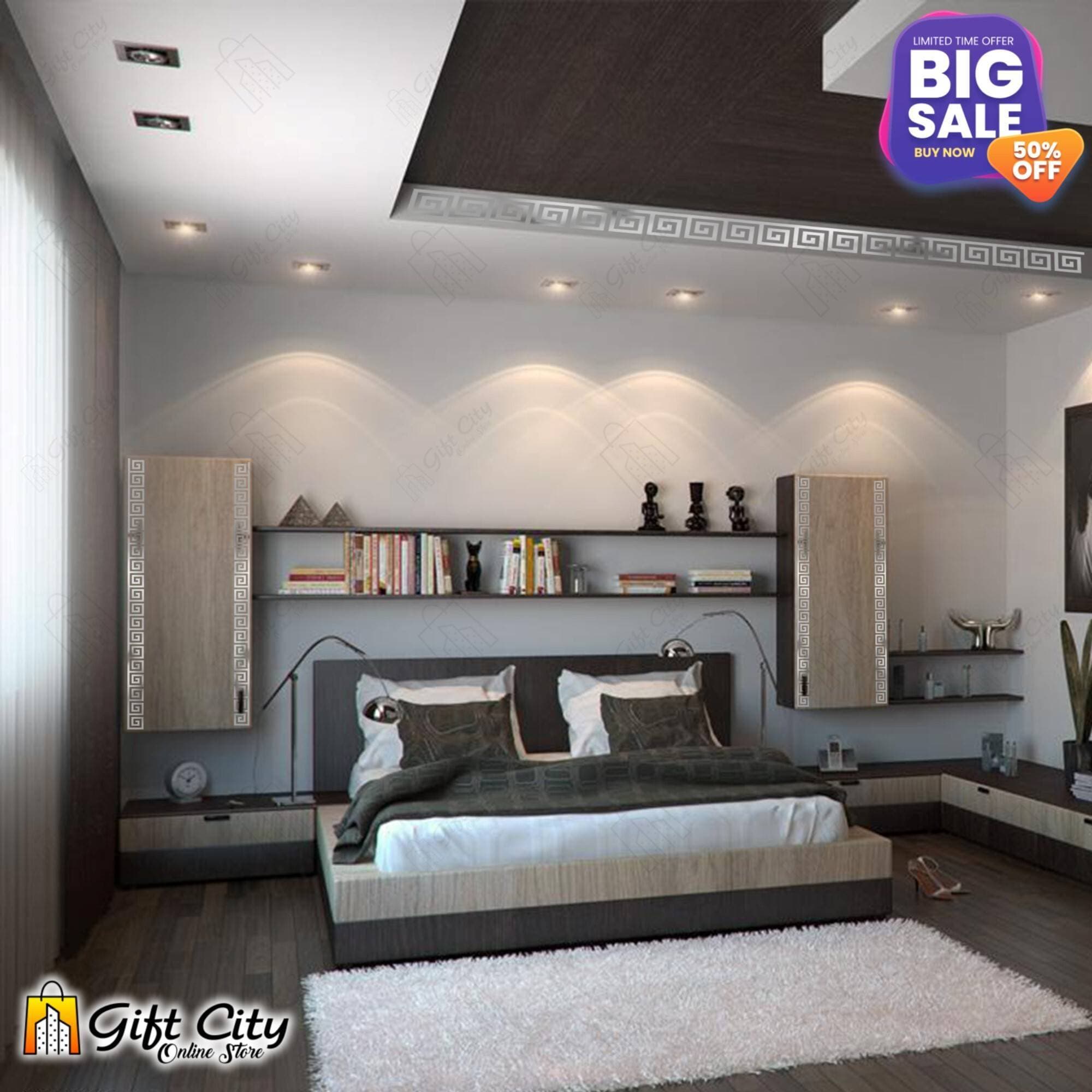 Self Adhesive Building Border Acrylic Silver Mirror Sticker Wall Art 20 Pcs 60*60mm