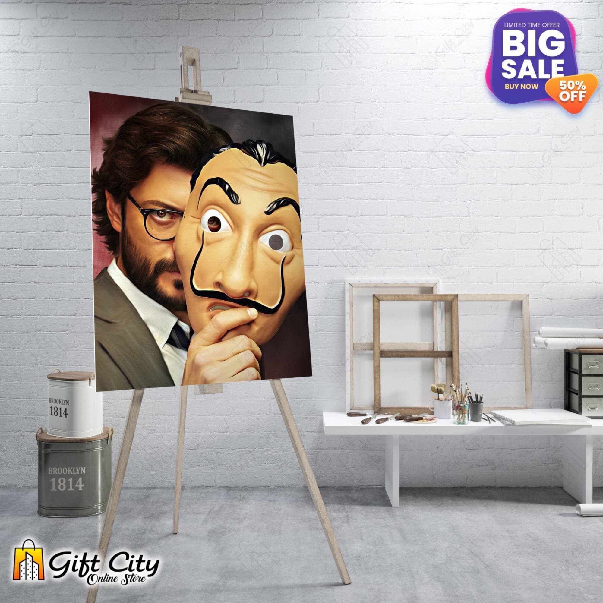 Money Heist Canvas Painting with Frame Colorful UV Print 12x18 inch