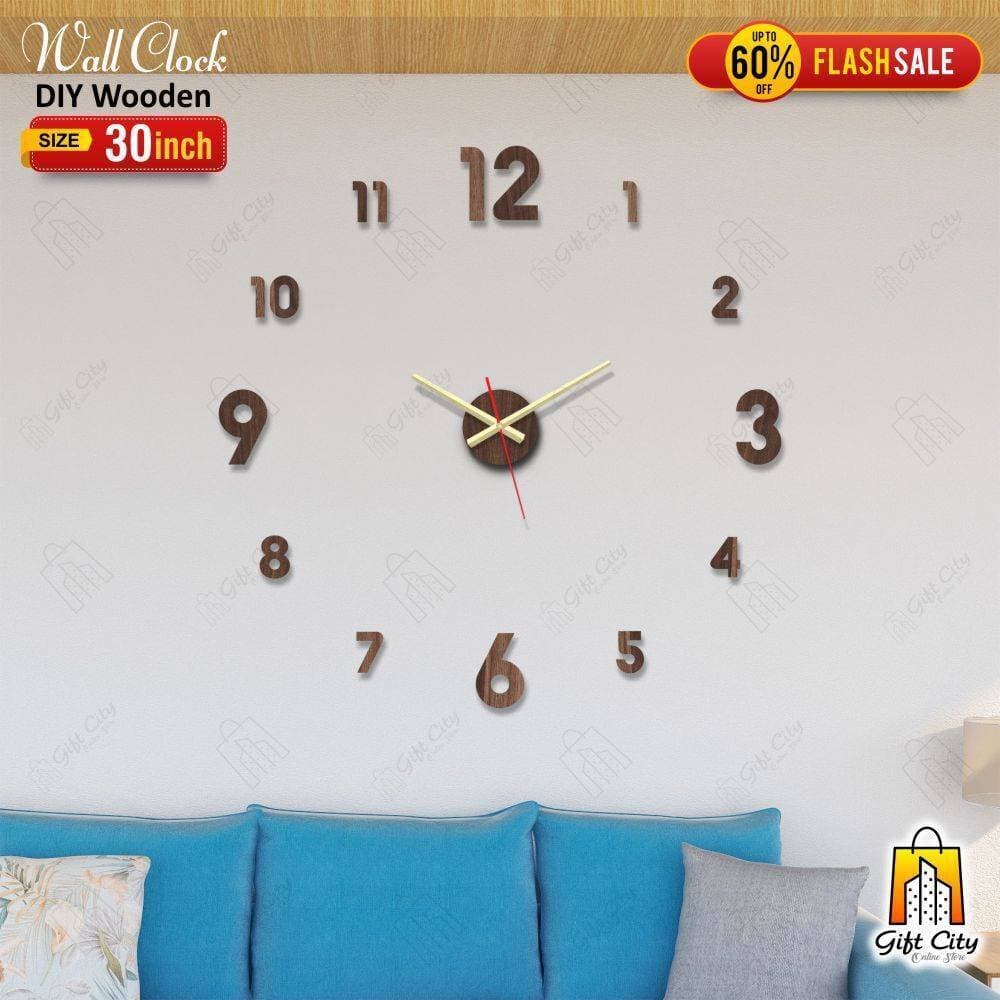 Brown Big Letters Wooden Wall Clock - GCOS20
