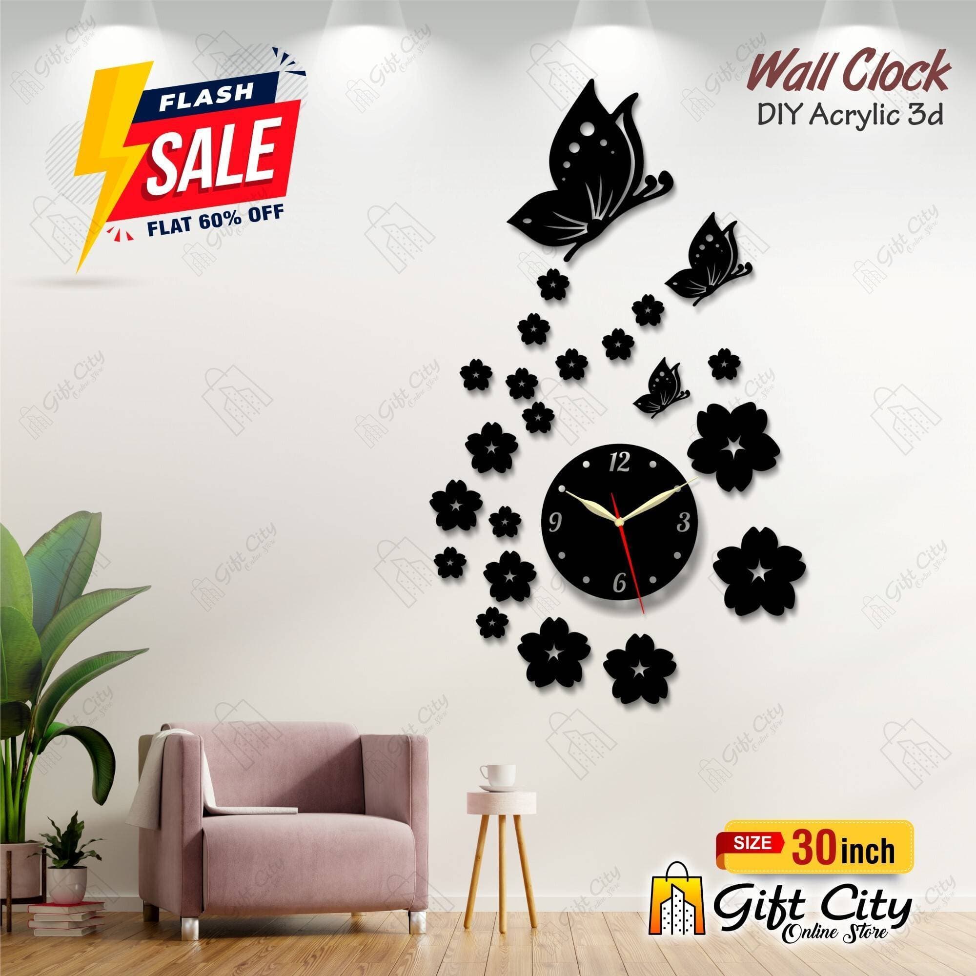 Flying Birds with Flowers Acrylic Wall Clock - GCOS27